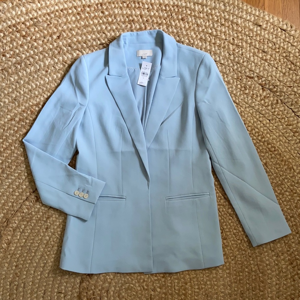 NWT Loft Light Blue Long Blazer Size 4
